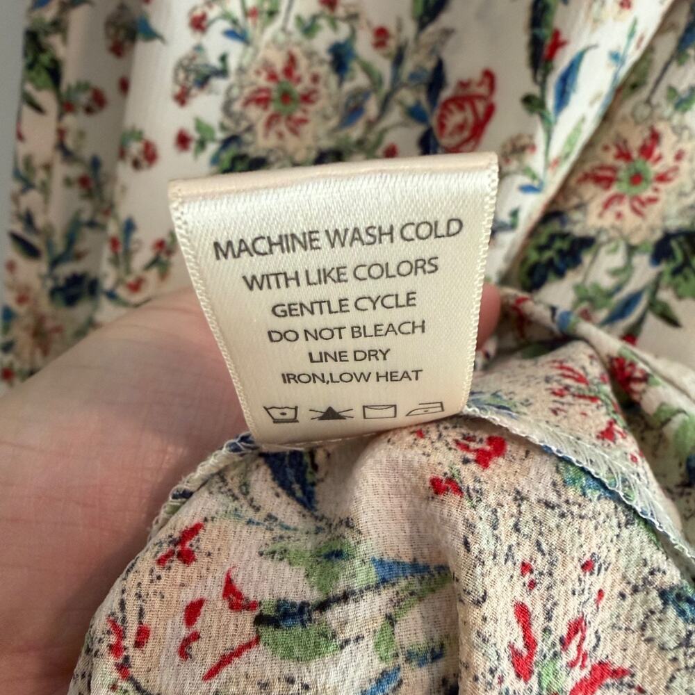 Max Studio Floral Maxi Dress Faux Wrap Women's Medium Balloon Sleeve Boho V-Neck - Picture 8 of 10